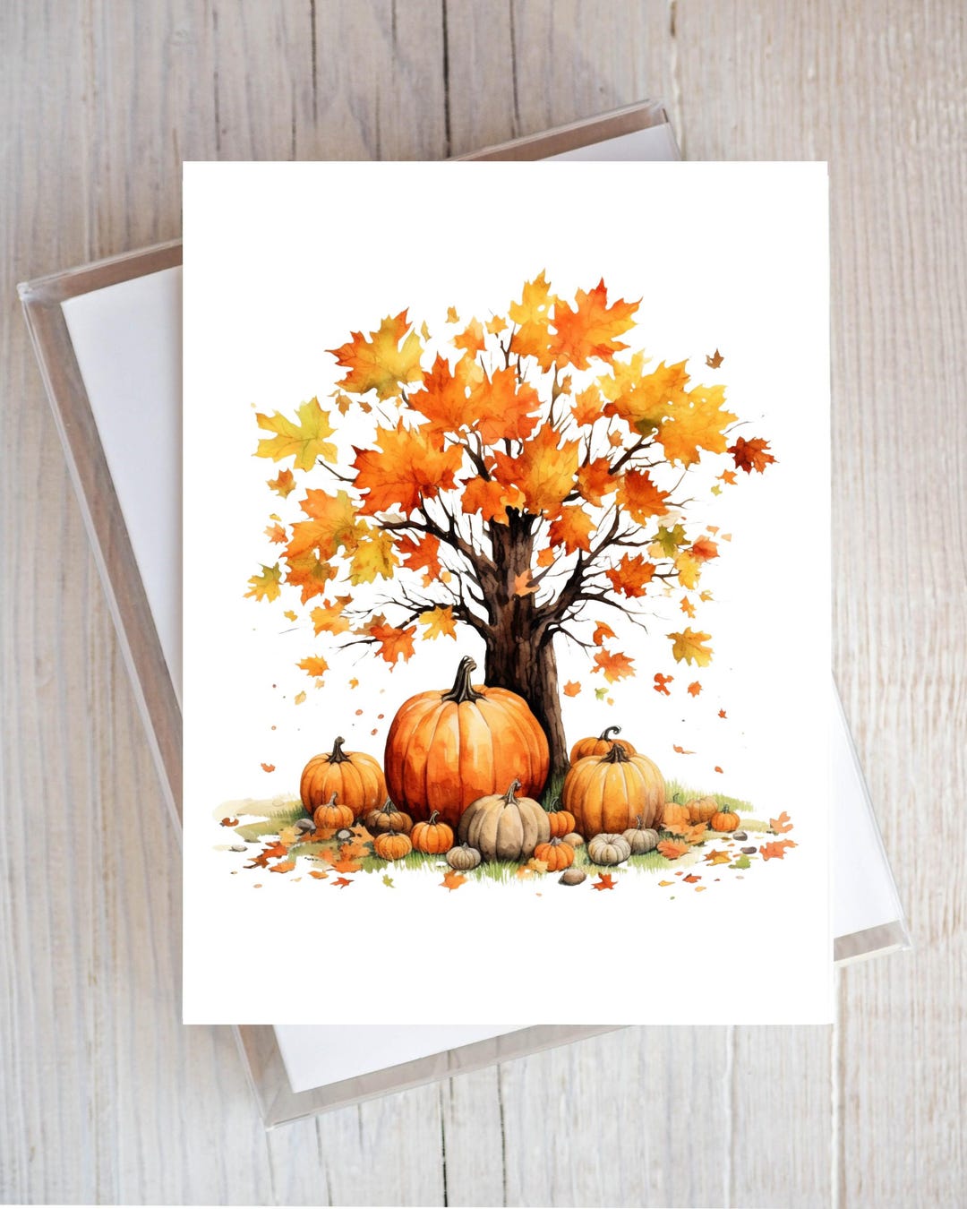 5x7 Fall Time Pumpkins Printable Flat Note Card With Envelope/instant ...