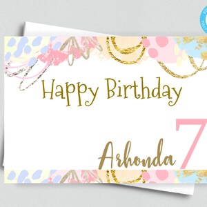 Personalized Printable Editable Happy Birthday Folded Tent Card/5x7 Templett/Girls Birthday Card/Editable Note Card/Printable Envelope
