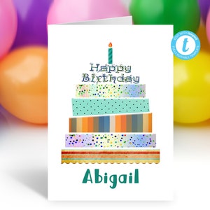 Personalisierte druckbare alles Gute zum Geburtstag gefaltete Porträt Karte/ 5x7 Templett/ druckbare Umschlag/ druckbare Geburtstagskarte/Geburtstagskarte für Kinder