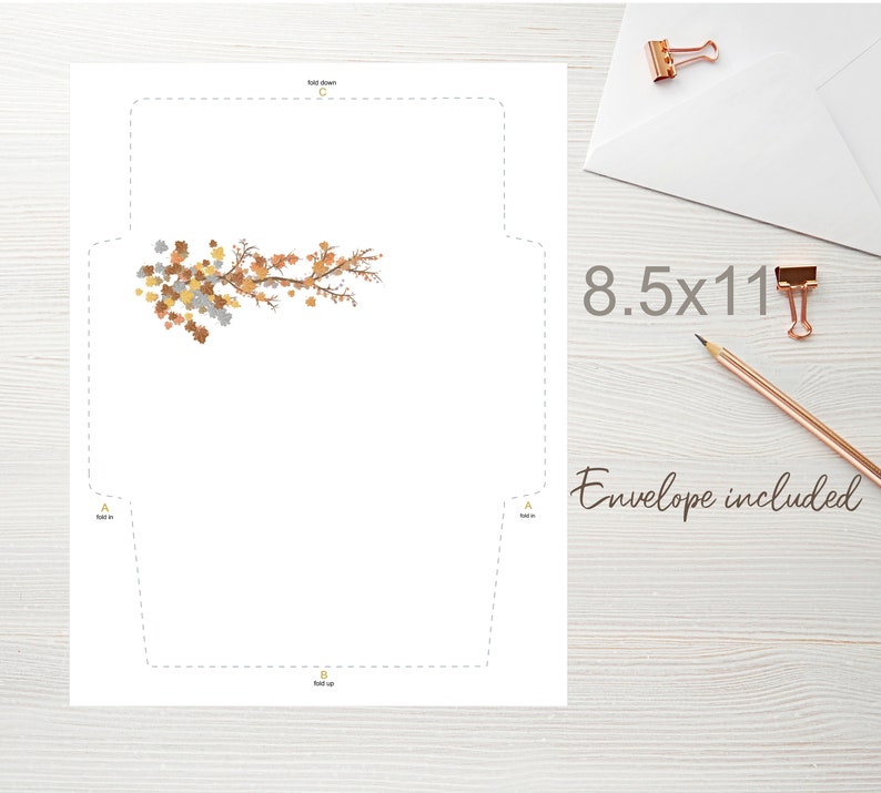 Fall Foliage Printable Stationery With Envelope 8.5x11 998/printable ...