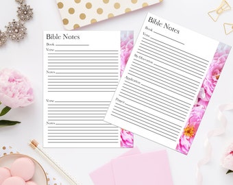 Bibel Studie Notizen Seiten Pink Floral 8,5 x 11 184/druckbare Bibel Notizen/druckbare Schrift Notizen/Digitales Gebet Journal/Bibel Studie