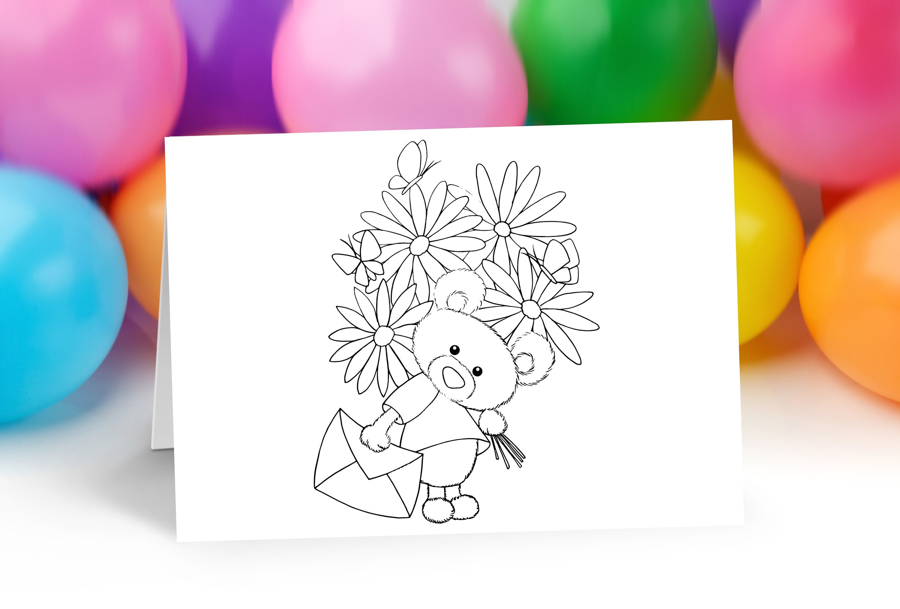 printable happy birthday coloring card 1346 instant etsy