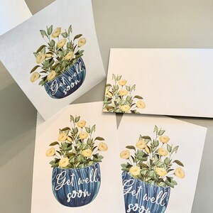 5x7 Get Well Vase Druckbare flache Notizkarten & Portrait-Karte mit Umschlag 1527/Sofort Download/druckbare Gute Besser-Karte/Feel Better Karte