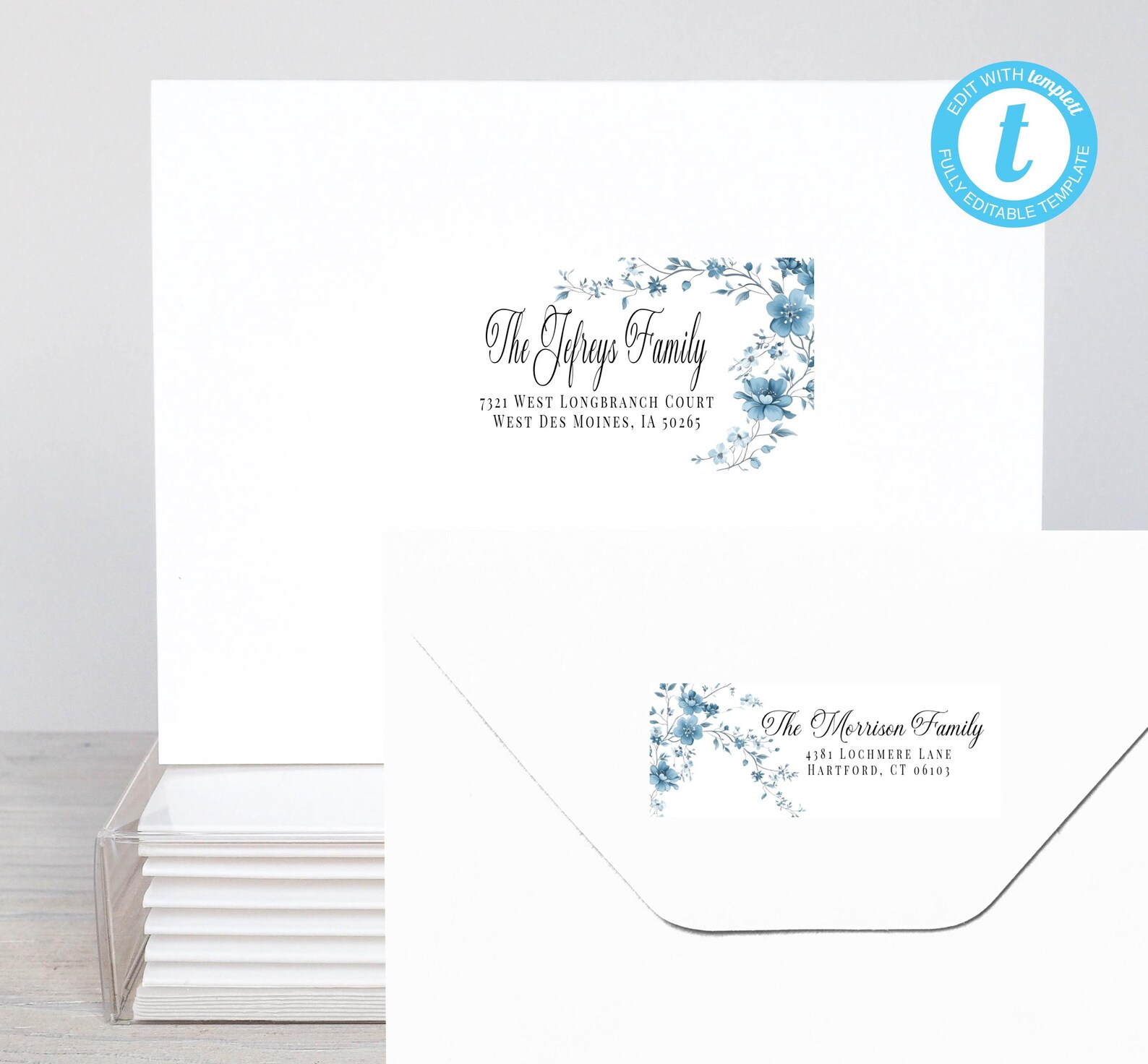 Printable Blue Floral Address and Return Labels/avery Label 5263 & 8160