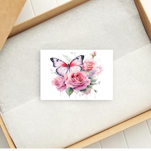 3.5x5 Butterfly Flowers Printable Flat Note Card & Tent Card STA-40/Printable Envelope/Instant Download/Printable Small Note Card/Stationery
