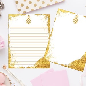 Afdrukbaar goud briefpapier 8,5x11 30 / afdrukbare envelop / schrijfpapier / afdrukbaar papier / instant download / goud briefpapier / goud notitiepapier