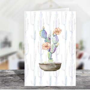 4x6 Printable Portrait Flat Note Card with Envelope 1374/Instant Download/Printable Blank Card/Cactus Card/Printable Cactus Card