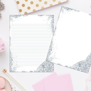 Vintage Damask Printable Stationery 8.5x11 255/Printable Note Paper/Printable Envelope/Printable Stationery/Printable Notes/Blank Notes