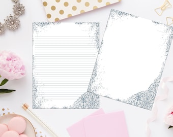 Vintage Damask Printable Stationery 8.5x11 255/Printable Note Paper/Printable Envelope/Printable Stationery/Printable Notes/Blank Notes