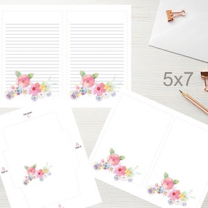 15x7 rosa Blumen Schreibpapier & Umschlag Briefpapier Set 1547/Sofortdownload/Druckbares Schreibpapier/Druckbares Briefpapier