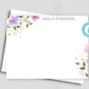 Frühlingsblumen Personalisierte druckbare bearbeitbare flache einseitige Hinweiskarte / 5,5 x 4,25 Templett / druckbarer Umschlag / bearbeitbare Hinweiskarte
