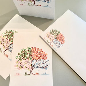 Vier Jahreszeiten Baum 4x6 Printable Portrait Flache Grußkarten mit Umschlag 1492/Instant Download/jeden Anlass/jeden Tag Grußkarte