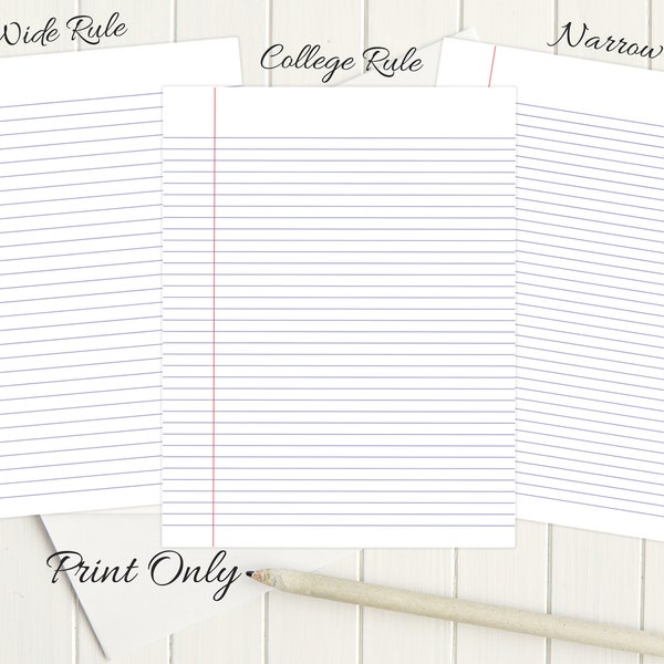 Printable College Rule Stationery with Envelope 8.5x11 1238/Wide Rule Printable Paper/Narrow Rule/Instant Download/Printable Writing Paper