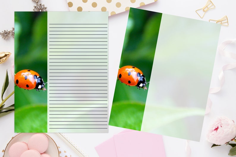 Lady Bug Note Little Lady Bug Printable Stationery 8.5x11 929/printable Note | Etsy