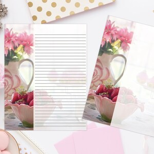 Floral Strawberry Printable Stationery 8.5x11 952/Printable Note Paper/Digital Paper/Printable Envelope/Printable Stationery/Printable Notes