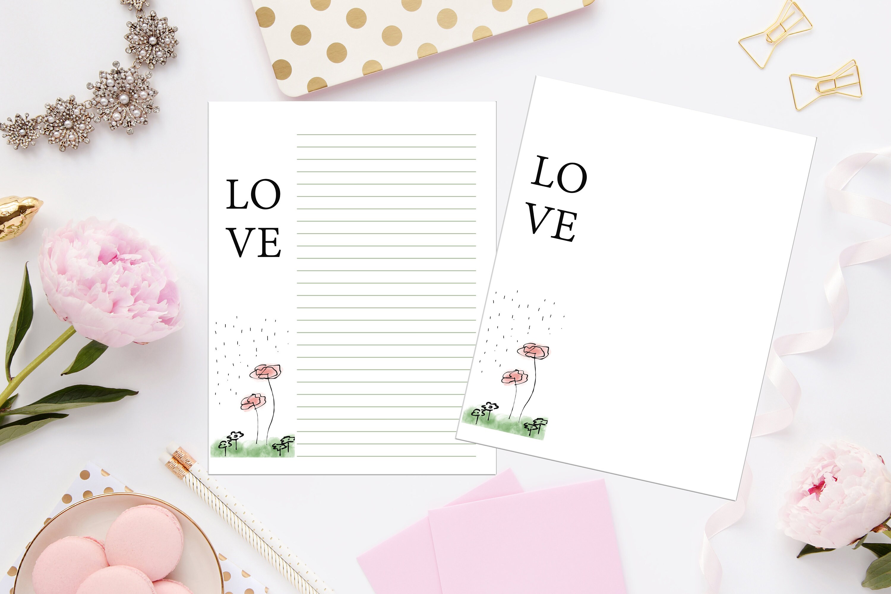 Love Printable Stationery 8.5x11 31/Digital Note | Etsy