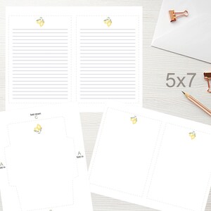 15x7 Zitronen Schreibpapier & Umschlag Briefpapier Set 1550/Instant Download/Druckbares Schreibpapier/Druckbares Briefpapier