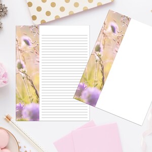 Papeterie imprimable florale de lavande 8.5x11 180/Papier de note numérique/Enveloppe imprimable/Téléchargement instantané/Papier doublé/Papeterie imprimable
