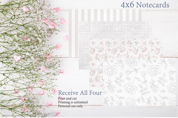 4x6 Printable Flat Note Card 1331/instant Download/printable | Etsy