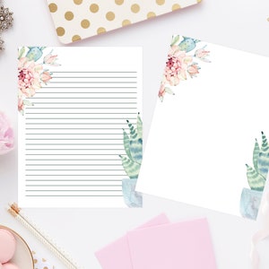 cactus printable stationery 8 5x11 723 digital paper printable etsy