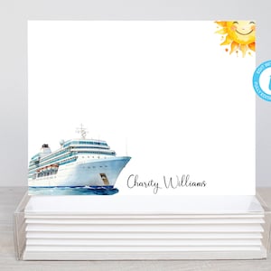 Kreuzfahrtschiff Personalisierte druckbare bearbeitbare flache einseitige Note Card / 5,5 x 4,25 Templett / druckbarer Umschlag / bearbeitbare Note Card
