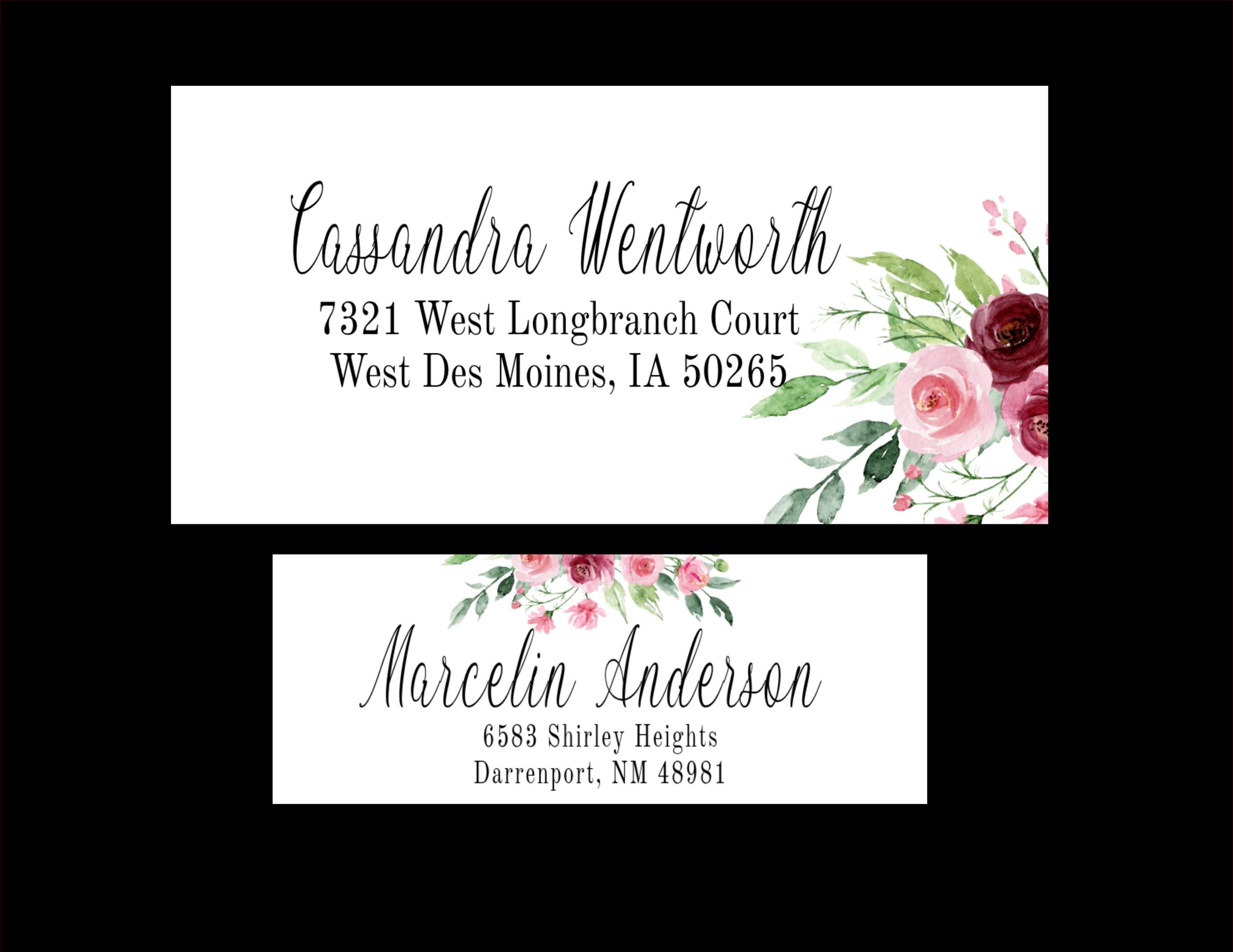 Printable Roses Address and Return Labels/printable Flower Address