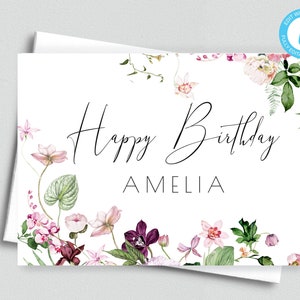 Personalized Printable Editable Happy Birthday Folded Tent Card with Envelope/5x7 Templett/Printable Birthday Card/Printable Envelope