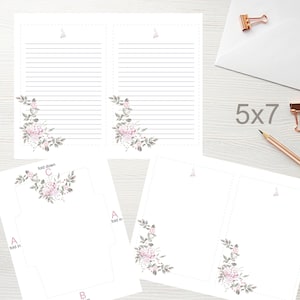 5x7 Rosa Blüten Printable Schreibpapier & Umschlag Briefpapier Set 1543/Instant Download/Druckbare Briefpapier/Druckbare Briefpapier