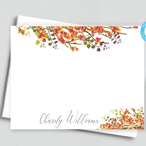 Herbstlaub personalisierte druckbare bearbeitbare flache einseitige Anmerkungskarte / 5.5x4.25 Templett / bearbeitbare Herbst leere Karte / druckbarer Umschlag