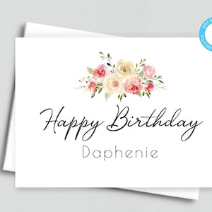 Personalisierte druckbare bearbeitbare alles Gute zum Geburtstag gefaltete Zeltkarte / 5x7 Templett / druckbare Blumengeburtstagskarte/ druckbarer Umschlag
