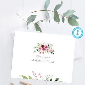 Bouquet personnalisé plat recto plat carte de correspondance/5,5 x 4,25 Templett/carte de correspondance vierge/carte de correspondance modifiable/enveloppe imprimable