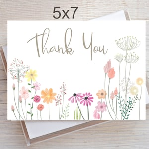 5 x 7 Danke druckbare flache Note Karte & Zelt Karte 1313/Sofort Download/druckbarer Umschlag/Bridal Shower Danke/Hochzeit Danke