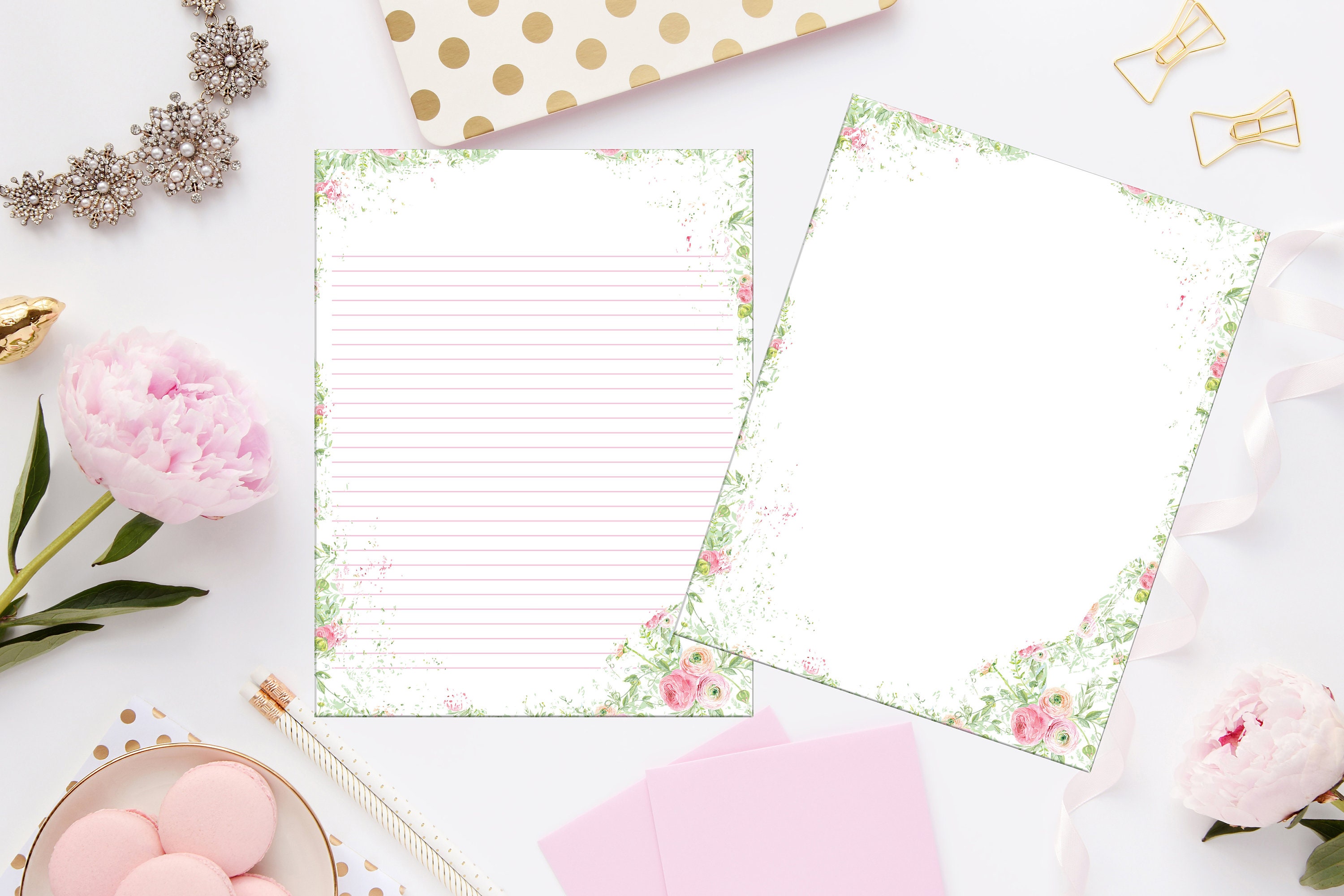 Floral Garden Printable Stationery 8 5x11 116 digital Etsy Floral Garden Printable Stationery 8 5x11 116 digital Etsy