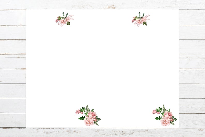 Printable Floral Note Card 5.5x4.25 flat 732/printable DIY Etsy