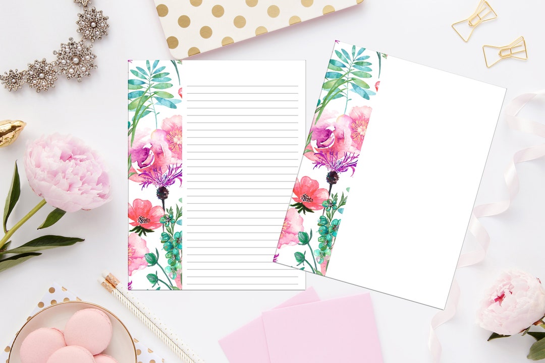 Tropical Watercolor Printable Stationery 8.5x11 319/digital Note Paper ...