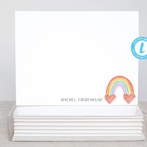 Regenbogen Herz personalisierte druckbare bearbeitbare flache einseitige Note Card / 5.5x4.25 Templett / druckbarer Umschlag / bearbeitbare Note Card / S