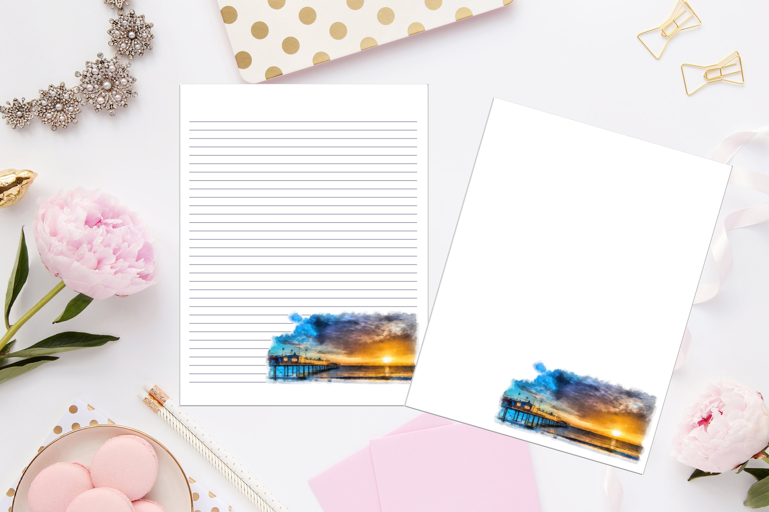 Sunrise Printable Stationery 8.5x11 206/digital Note - Etsy