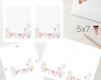 5x7 Autumn Leaves Printable Writing Paper &amp; Envelope Stationery Set ...