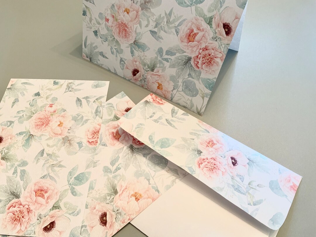 Delicate Note 5x7 Delicate Blooms Printable Flat Note Cards With Envelope 1539 ...