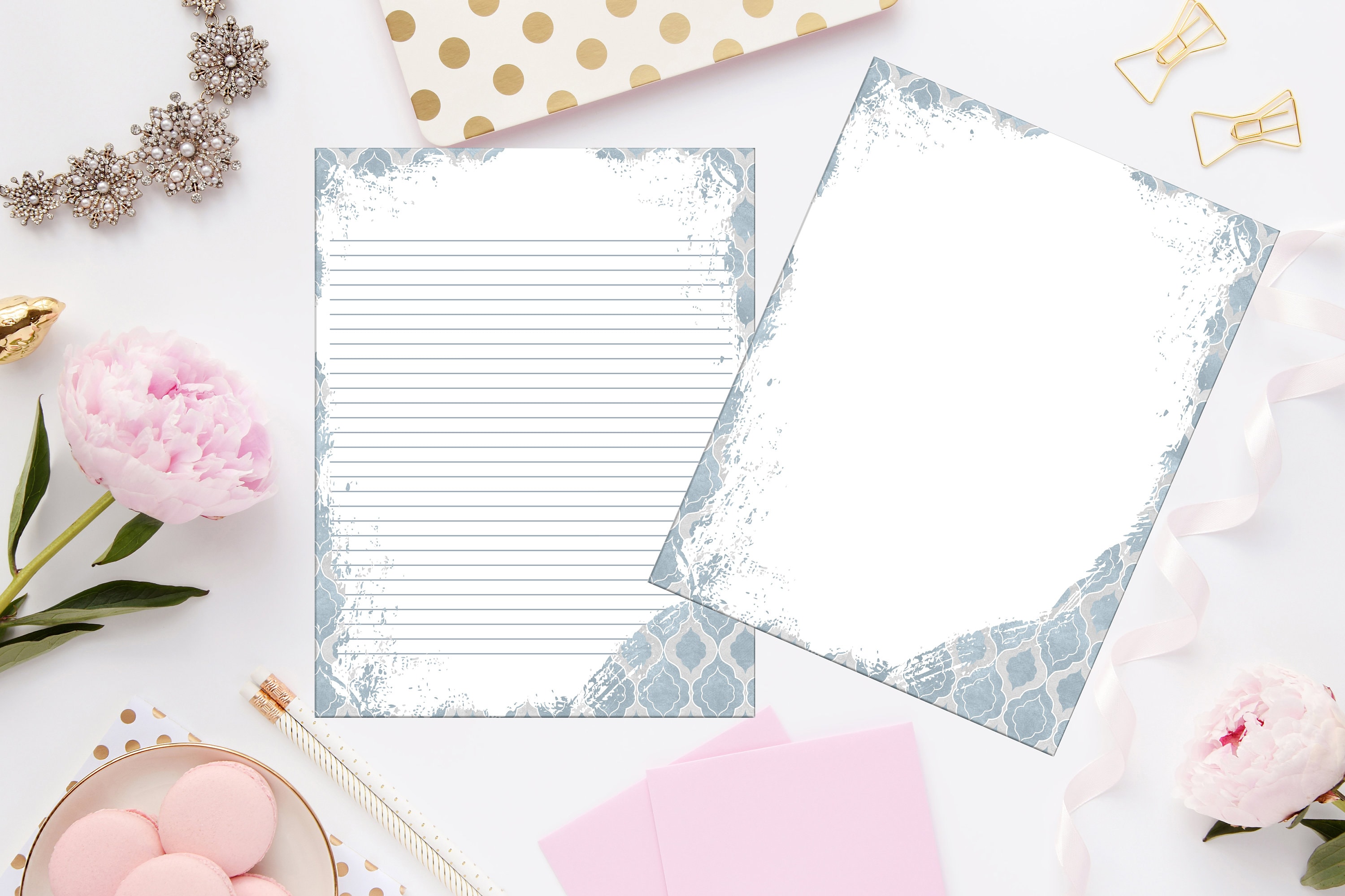 Slate Blue Printable Stationery 8.5x11 257/Printable Note | Etsy