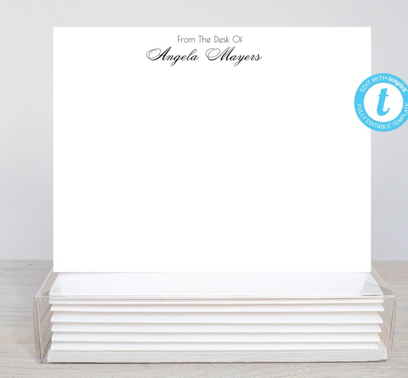 From the Desk of Personalized Printable Editable Flat Single Sided Note ...