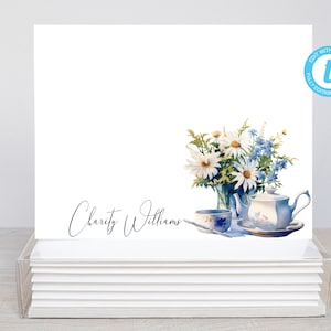 Vase mit Gänseblümchen Personalisierte druckbare bearbeitbare flache einseitige Note Card / 5.5x4.25 Templett / druckbarer Umschlag / bearbeitbare Note Card