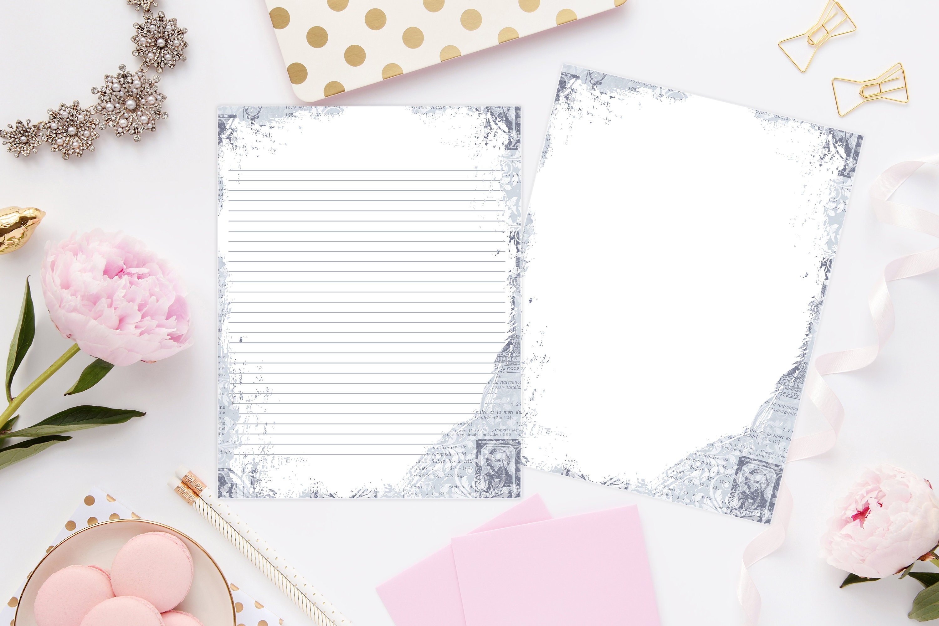 Printable Stationery 8.5x11 805/digital Note Paper/printable Envelope ...
