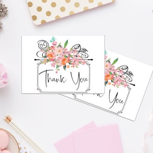Tarjeta de agradecimiento imprimible con sobre 507/Descarga instantánea/Tarjeta de agradecimiento digital DIY/Tarjeta de agradecimiento imprimible/Tarjeta de agradecimiento floral