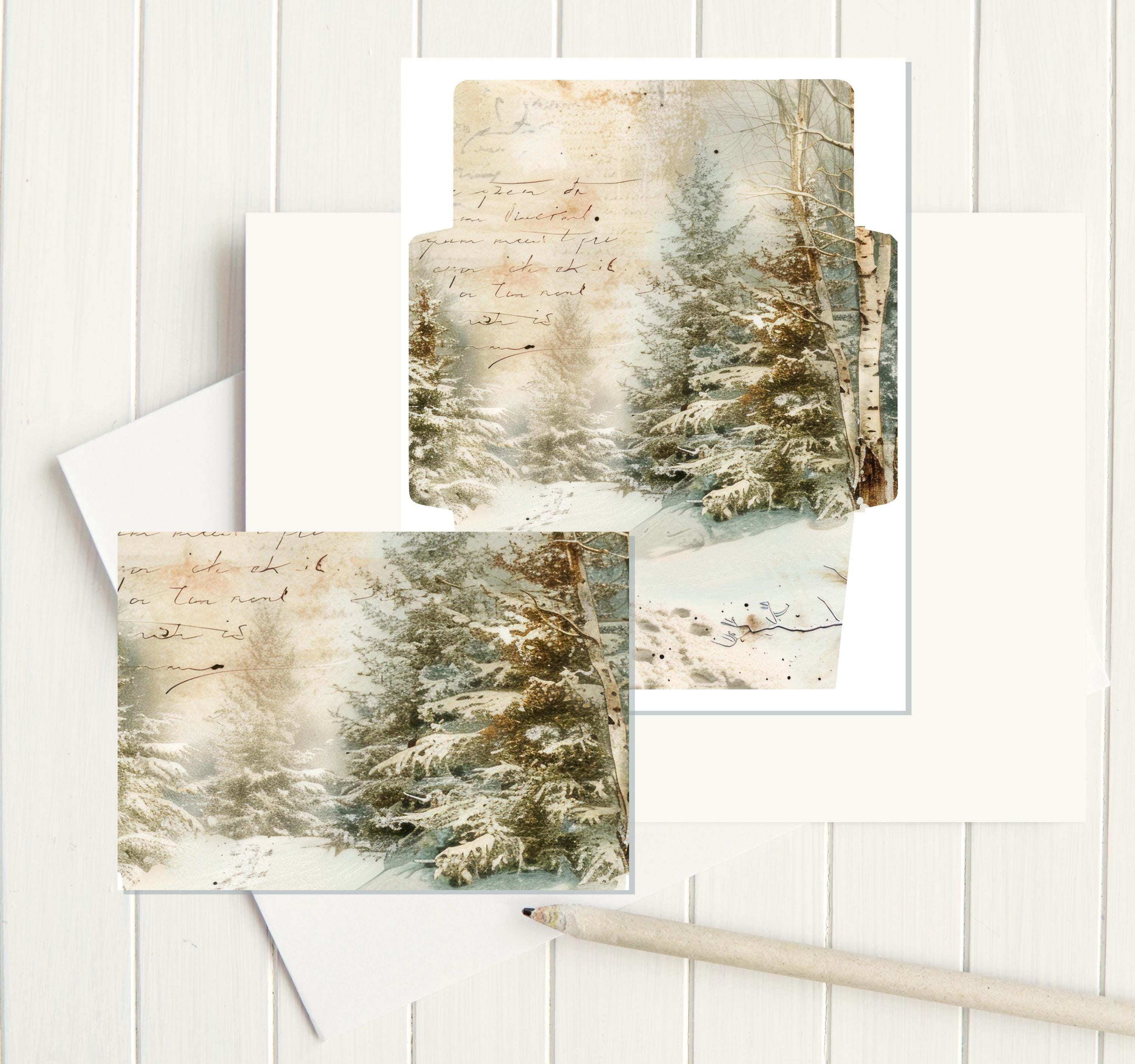 Winter Note Sheets Country Winter Printable Stationery 8.5x11/printable Winter Note Paper ...