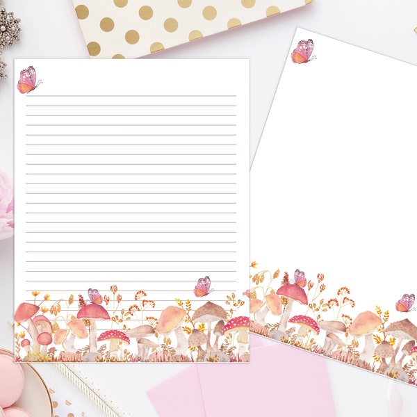 Papillons fantaisistes Papeterie imprimable avec enveloppe 8,5 x 11 1032/Printable Stationary/Printable Paper/Writing Paper/Journal Paper