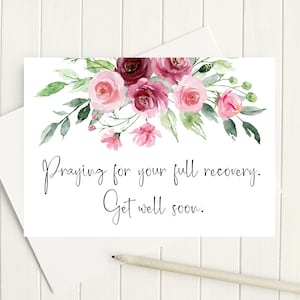 5x7 Praying For Your Recovery Printable Flat Note Tent Card 1529/printable Envelope/Sofort Download/printable Get Well Karte/Genesungskarte