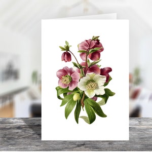 5x7 Mauve & Creme Blumen druckbare flache Note Portrait Karte mit Umschlag 1530/Instant Download/druckbare Blumenkarte/druckbare Grußkarte