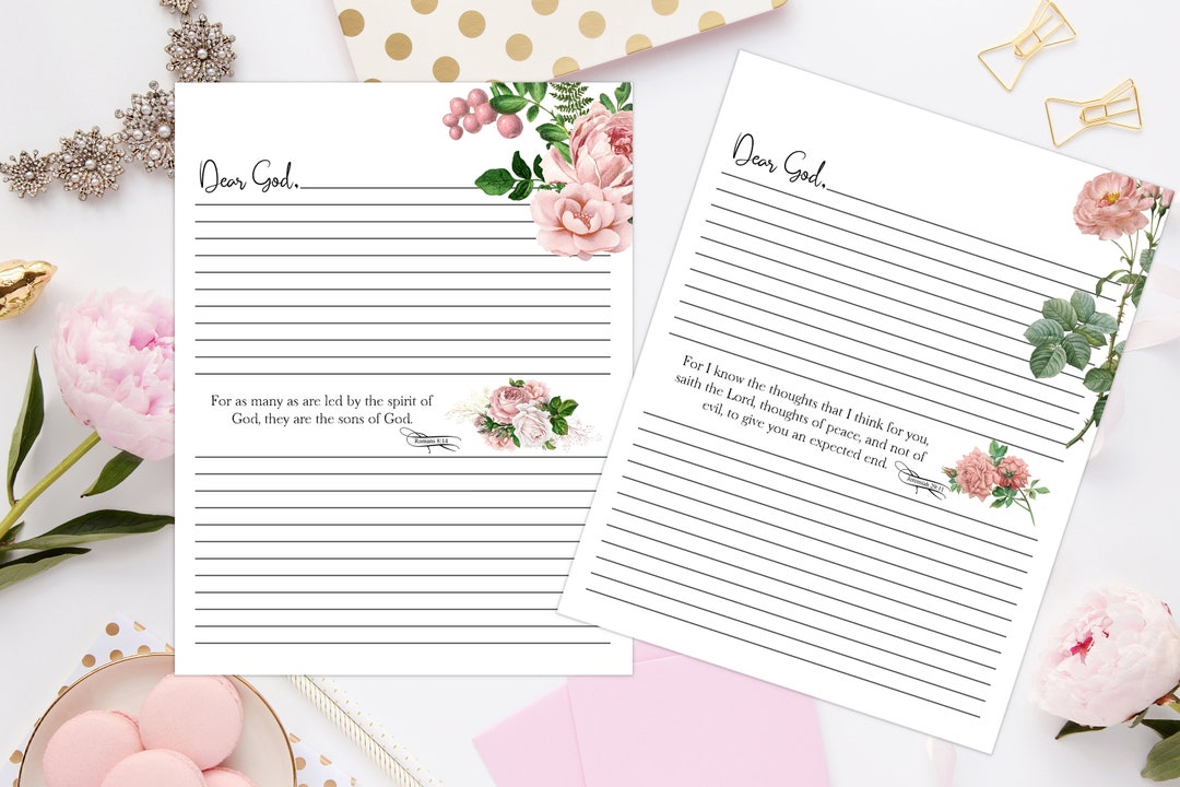 Dear God Note Pages Pink Roses 8.5x11 818/printable Bible Notes/digital ...