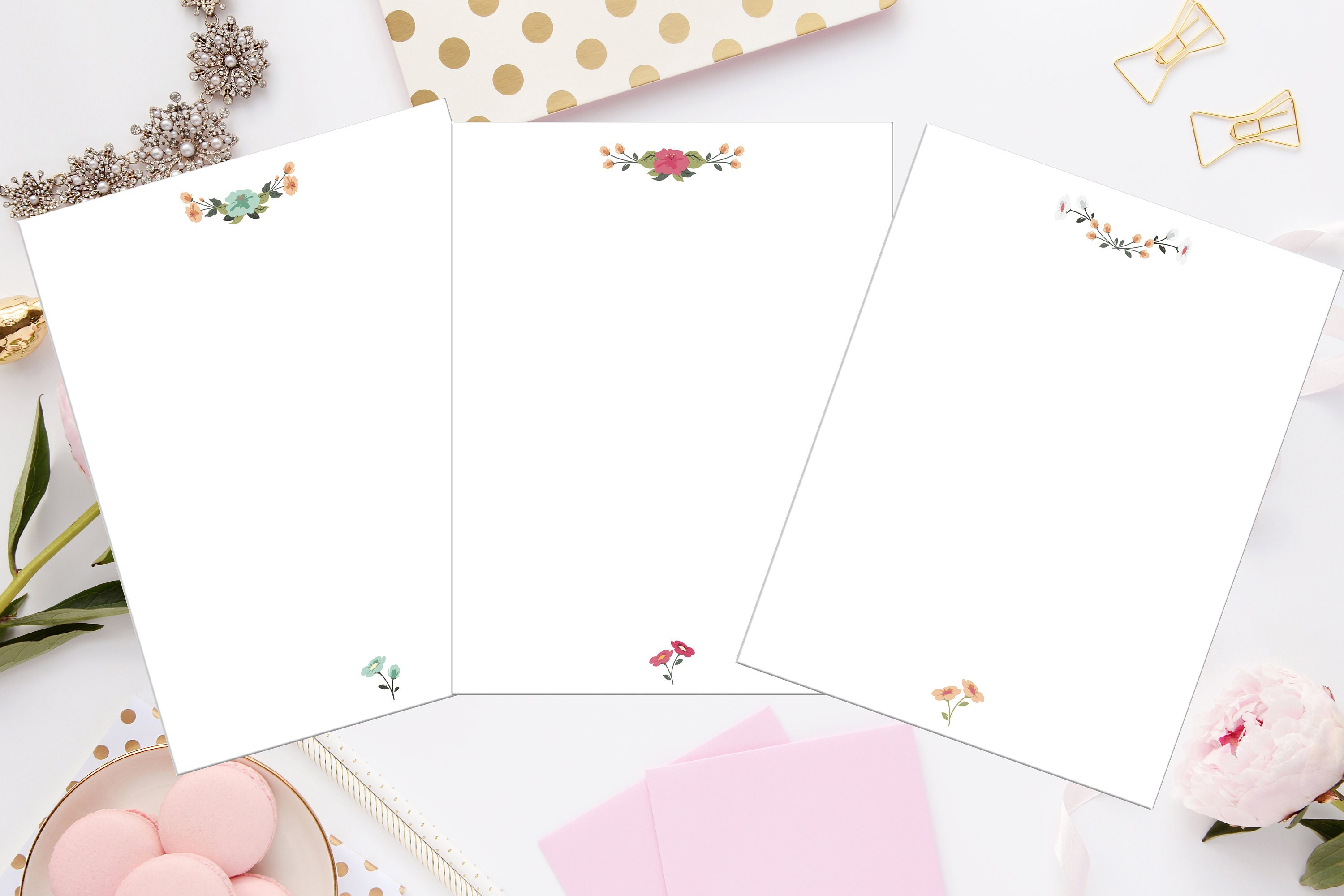 Printable Unlined Stationery Floral 8.5x11 603/Instant | Etsy